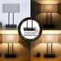 Set of 2 Touch Control 3-Way Dimmable Table Lamp with 2 USB Ports &1 AC Outlet, Modern Bedside Nightstand Lamps with Fabric Shade, Desk Lamps for Bedroom Living Room Grey, Bulbs Included
