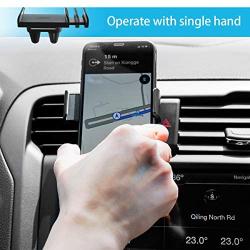 Car Cell Phone Mount, Lamicall Air Vent Clip Holder, Universal Stand Hands Free Cradle Compatible with Phone 12 Mini 11 Pro Xs Xs Max Xr X 8 7 6 6s Plus SE and Other 4.7-6.5 Smartphones - Gray
