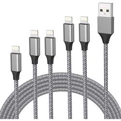 iPhone Charger Cable, MFi Certified 5Pack 1ft/3ft/3ft/5ft/5ft Nylon Braided Lightning Cable for Fast Charging and Syncing Compatible with iPhone 12/11/Pro/X/XS/XR/Max/SE/8/8P/7/7P/6S/6/5 iPad