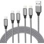 iPhone Charger Cable, MFi Certified 5Pack 1ft/3ft/3ft/5ft/5ft Nylon Braided Lightning Cable for Fast Charging and Syncing Compatible with iPhone 12/11/Pro/X/XS/XR/Max/SE/8/8P/7/7P/6S/6/5 iPad