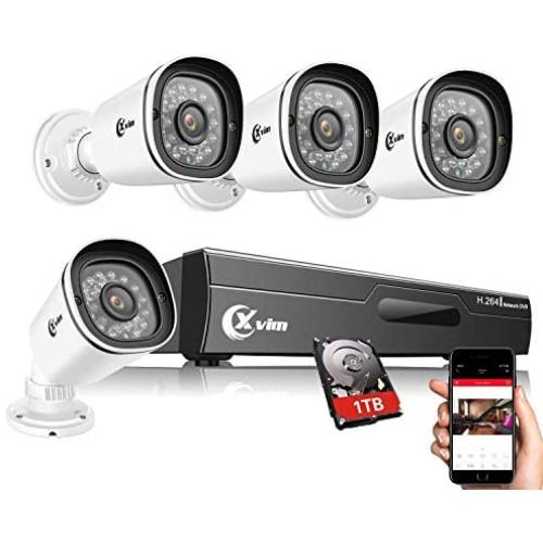 XVIM 1080P Home Security Camera System with 1TB Hard Drive Outdoor IP66 Waterproof CCTV Recorder 8pcs HD 1920TVL Upgrade Home Surveillance Cameras with Night Vision, Easy Remote Access