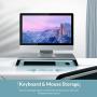 ORICO Aluminum Monitor Stand, Universal Desktop Computer Riser with Keyboard Mouse Storage for PC, Laptop, Printer, Small TV