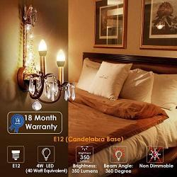 Albrillo E12 Bulb, LED Candelabra Light Bulbs 40 Watt Equivalent, Warm White LED Chandelier Bulbs, Decorative Candle Base E12 Non-Dimmable, Pack of 4