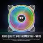 Thermaltake Riing Quad 120mm 16.8 Million RGB Color (Alexa, Razer Chroma) Software Enabled 4 Light Rings 54 LED 9 Blades Hydraulic Bearing White Case/Radiator Fan, Single Pack, CL-F100-PL12SW-C
