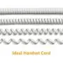 Telephone Phone Handset Cable Cord,Uvital Coiled Length 1 Foot Landline Phone Handset Cable Cord RJ9/RJ10/RJ22 4P4C(White,2 PCS)