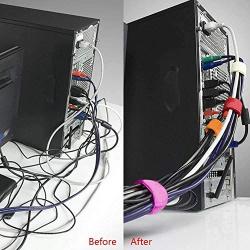 PASOW 50pcs Colourful Reusable Fastening Wire Cable Ties Organizer Cord Cable Tie Rope Holder for Laptop PC TV 7 Inch (Grey)