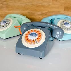 Rotary Design Retro Landline Phone for Home, French Blue