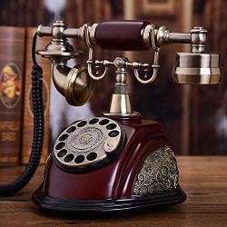 Antique Vintage Style Rotary Phone Resin Imitation Copper Princess French Style Retro Old Fashioned Rotary Dial Home and Office Handset Landline Telephone （US Stock）