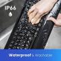 Azio Large Print Waterproof USB Keyboard - Wired 3-Color LED Backlit and Washable with Silver Antimicrobial Protection | Keyboards for Windows PC Version, Led Black/Blue Purple Red (KB530)