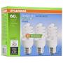 SYLVANIA CFL T2 Twist Light Bulb, 60W Equivalent, Efficient 13W, E26 Medium Base, 6500K Daylight, 3 pack
