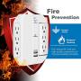 Kasonic Wall Outlet Surge Protector, 6 Grounded Outlets with 2.4A Dual USB Charging Ports, 1350 Joules, Space Saver Swivel, 15A/125V/1875W, Grounded Indicator, ETL Listed (White)