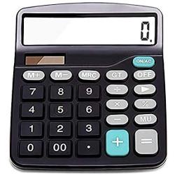Everplus Calculator, Everplus Electronic Desktop Calculator with 12 Digit Large Display, Solar Battery LCD Display Office Calculator,Black