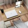 SDHYL 31.5 inches Adjustable Work Stand Mobile Side Desk with Tablet and Mobile Phone Slot Portable Workstation Student Desk Small Snack Table, Bed and Couch Desk, Oak, S7-ZS-05#3-80OK