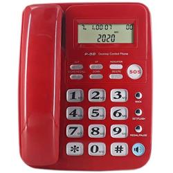 JeKaVis J-P50 Desk Corded Landline Phone for Small Business and Home, 40dB Amplified Ringer for Seniors Elderly Support Hands-Free Calling, SOS Emergency Speed Dial (Red)