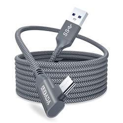 AkoaDa Oculus Quest 2 Link Cable 20ft/6M, Oculus Link Cable with Signal Booster, 90 Degree Angled High Speed Data Transfer & Fast Charging Cable for Oculus Quest VR Headset and Gaming PC (Grey)