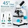 100x-2000x Microscope Kit for Kids & Students, Lab Microscope Kit for Beginners with Led Lights, Microscope Science Kit with Detailed Operating Instructions, Complete Science Accessory Kit