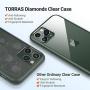 TORRAS Diamonds Clear Compatible for iPhone 11 Pro Max Case [Non-Yellow][Fully Protective] Slim Fit Shockproof Hard Plastic Back & Soft Silicone Bumper Phone Case 6.5, Midnight Green