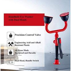 CGOLDENWALL Drench Hose Unit Spray Eye Wash Unit Handheld Emergency Eyewash Station Lab Safety Shower Laboratory Eye Flush Shower for Lab and Industrial Use (Wall-Mounted Dual Heads with Long Switch)