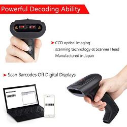 Tera Barcode Scanner Wireless CCD Image Bar Code Reader 1D Barcodes Screen Bar Codes Smudged Damaged Barcodes Readable with Hands-Free Adjustable Stand
