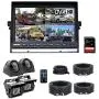 Backup Camera System, DOUXURY 4 Split Screen 9 Quad View Display HD 1080P Monitor with DVR Recording Function, IP69 Waterproof Night Vision Camera x 4 for Truck Trailer Heavy Box Truck RV Camper Bus