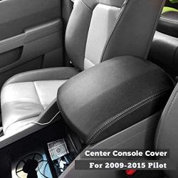 Center Console Cover for 2009-2015 Pilot Armrest Cover Replacement Leather Console Lid, Black