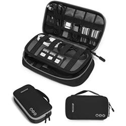 BAGSMART Electronic Organizer Travel Cable Organizer Bag Portable Electronic Accessories Bag for Cable, USB, Black and Grey