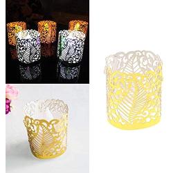 Creative-Idea 50Pcs Laser Hollow Paper Lampshade LED Electronic Candle Lights Around Paper Lace for Votive Centerpieces Wedding Birthday Party Baby Shower Golden