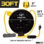 30Ft Retractable Extension Cord Reel with Breaker Switch & 3 Electrical Power Outlets - 16/3 SJTW Durable Yellow Cable - Perfect for Hanging from Your Garage Ceiling