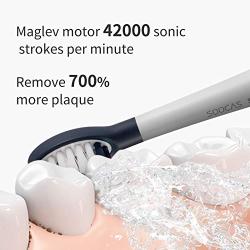 SOOCAS Sonic Electric Toothbrush for Adults & Teens, Rechargeable Electronic Toothbrush with 3 Modes, 42,000 VPM Motor, Smart Timer, USB C Charging Lasts 60 Days, 2 Dupont Brush & Travel Case, V1 Blue