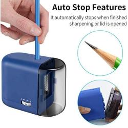Electric Pencil Sharpener, Automatic Pencil Sharpener for Colored Pencils(6-8mm), Fast Sharpen, 3 Settings, Battery Operated, for Kids, Office, School, Artist, Students