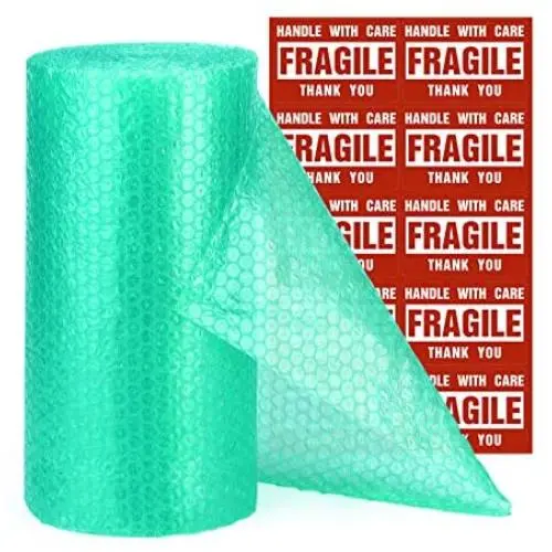 Metronic Bubble Cushioning Wrap Roll 12x26 FT Bubble Roll- Perforated 12×12'', 1 Roll Air Bubble Cushioning Roll, 20 Fragile Sticker Labels,Moving Supplies Cushioning Wrap for Packing Shipping Boxes
