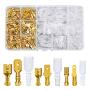 FIXITOK 480pcs Quick Splice 2.8/4.8/6.3mm Male and Female Wire Spade Connector Wire Crimp Terminal Block with Insulating Sleeve Assortment Kit for Electrical Wiring Car Audio Speaker (Golden)