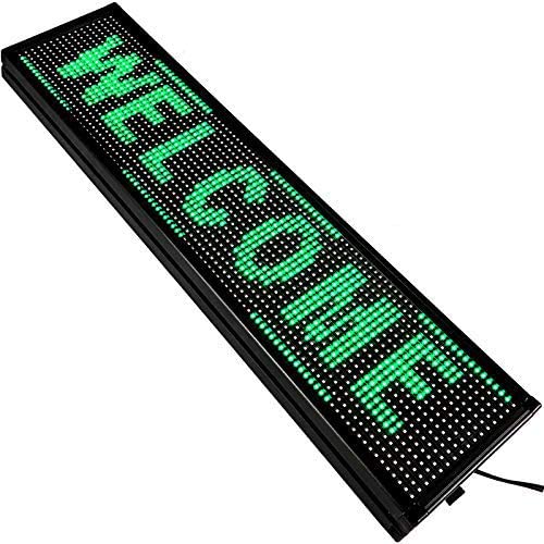 VEVOR Led Sign 40'' x 8'' Digital Sign Green Color Indoor with high Resolution P10 Led Scrolling Display Programmable by PC & WiFi & USB for Advertising