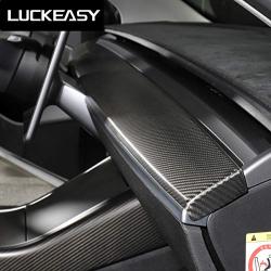 LUCKEASY for Tesla Model 3 2017-2020 Car Central Control True Carbon Fiber Instrument Panel (Carbon Matt) 2pcs/Set