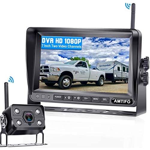 AMTIFO A7 HD 1080P Digital Wireless Backup Camera with 7 Inch DVR Monitor 2021 Newest Version High-Speed Rear View Observation System Stable Signals for RVs,Trucks,Trailers,5th Wheels IR Night Vision