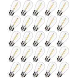 EMITTING Shatterproof & Waterproof S14 Replacement LED Light Bulbs –1W Equivalent to 10W, White Warm 2200K Outdoor String Lights Vintage LED Filament Bulb, E26 Base Edison LED Light Bulbs (S14-25PACK)
