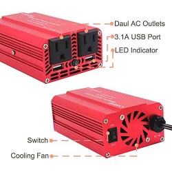 Yinleader 500W Car Power Inverter DC 12V to 110V AC Car Converter with 2 USB Charging Ports, Power Converter with 2 AC Outlets Car Charger, Car Adapter