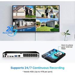 Reolink 5MP 16CH POE Security Camera System, 8pcs 5MP PoE Cameras with 16 Channel PoE NVR Recorder, Pre-Installed 3TB Hard Drive, Waterproof for Outdoor Indoor Use, 24/7 Recording,100ft Night Vision