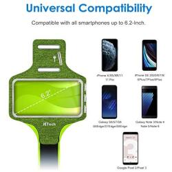 JETech Cell Phone Armband Case for iPhone SE(2020)/11/11 Pro/XR/XS/X/8 Plus/7 Plus/8/7/6s/6, Galaxy S10/S9/S9+, Adjustable Band, w/Key Holder and Card Slot, for Running, Walking, Hiking, Green