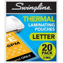 Swingline Laminating Sheets, Thermal Laminating Pouches Letter Size, 3mil, 20 Pack (3202021)