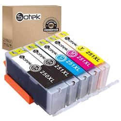 Sotek 250XL 251XL 250 251 XL Ink Cartridges 5 Color, Work with Pixma mx922 MG7520 MG7120 MG6620 MG5620 iP8720 MG6420 MG6320 MG5420 (5Pack)
