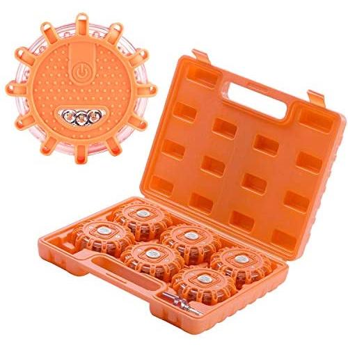 goofy LED Safety Flares Kit for Road Emergency Warning Flashing Signal Reflectors, for Car Motorcycle Boat,6 Pack