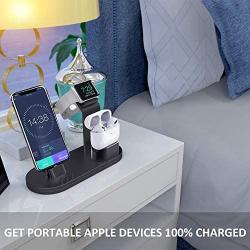 OLEBR 3 in 1 Charging Stand Compatible with iWatch Series 6/SE/5/4/3/2/1, AirPods Pro and iPhone Series 12/11 Series/Xs/X Max/XR/X/8/ 8P/7/7P/6S/6S Plus(Original Charger & Cables Required) Black