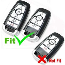 Car Key Fob Skin Cover 2 Pieces Keyless Remote Holder Protector Case Replacement for Ford Fusion 5 Buttons F150 F250 F350 F450 F550 Edge Explorer Mustang F-150 Raptor(Black Blue)