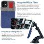 Dockem iPhone 11 Wallet Case: Built-in Metal Plate for Magnetic Mounting & 2 Card Holders (6.1'' Luxe M2 Synthetic Leather, Blue & Grey)