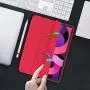 iMieet Case for New iPad Air 4th Generation 10.9 Inch 2020 with Pencil Holder [Support Touch ID and iPad 2nd Pencil Charging/Pair], Trifold Stand Smart Case with Soft TPU Back,(Red)