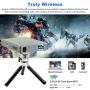 PTVDISPLAY Mini Video hd Projector-Portable Movie Phone dlp Projector, Support WiFi, Bluetooth, with HDMI in/USB/SD Slot.