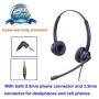 2.5mm Telephone Headset with Noise Canceling Mic for Panasonic, Including 3.5mm Connector for Cell Phone PC Laptop, CallCenter Office Headset for Cisco Vtech Undiden Cordless DECT for Polycom