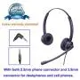 2.5mm Telephone Headset with Noise Canceling Mic for Panasonic, Including 3.5mm Connector for Cell Phone PC Laptop, CallCenter Office Headset for Cisco Vtech Undiden Cordless DECT for Polycom