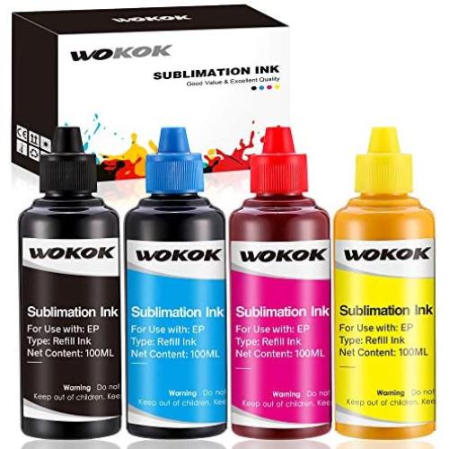 WOKOK Sublimation Ink refill for ecotank ET-2720 ET-2750 ET-2760 ET-2650 ET-3750 ET-4750 ET-7750 WF7710 WF7720 WF2760 WF3620 WF3640 WF3720 WF3730 XP4100 XP6100 XP7100 , Use for Heat Press Machine
